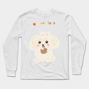 Cute Dog Eating Cookie Long Sleeve T-Shirt